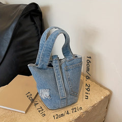 Vintage Denim Bucket Bag Coin Purse for Women