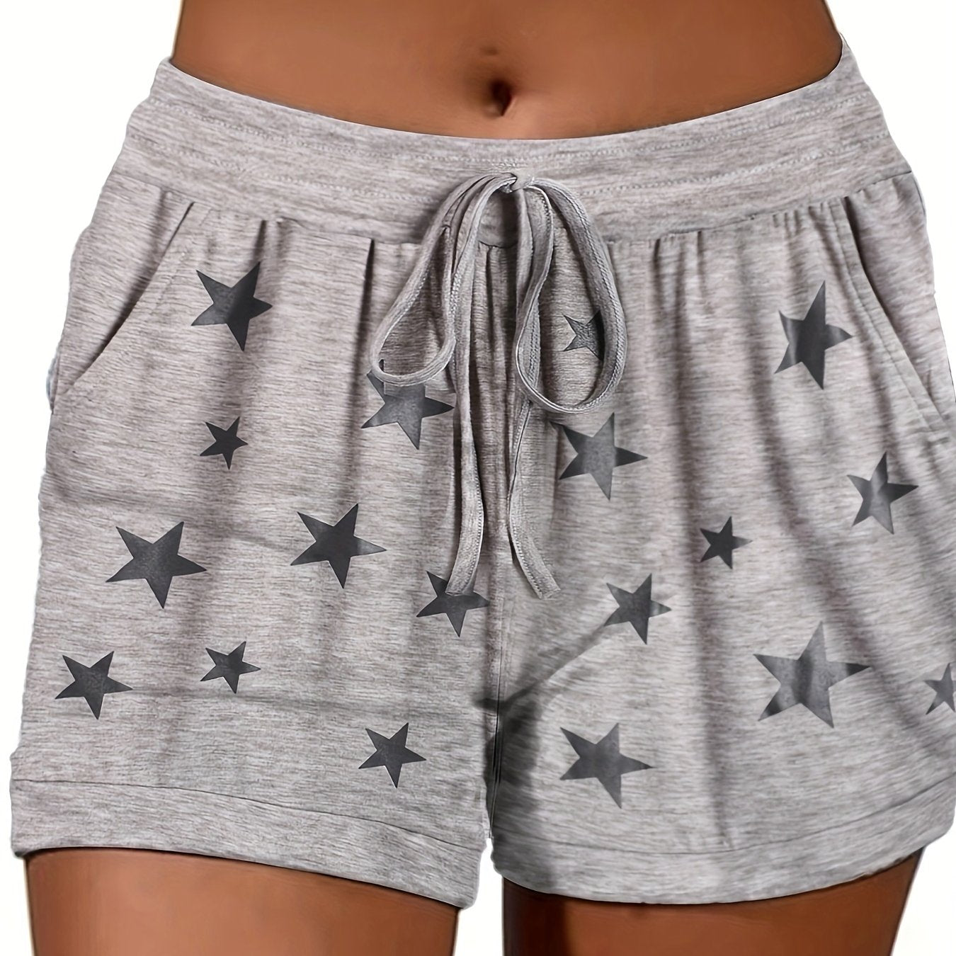 Star Print Drawstring Waist Shorts for Women