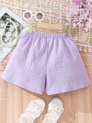 Girls' Casual Elastic Waist Textured Summer Shorts