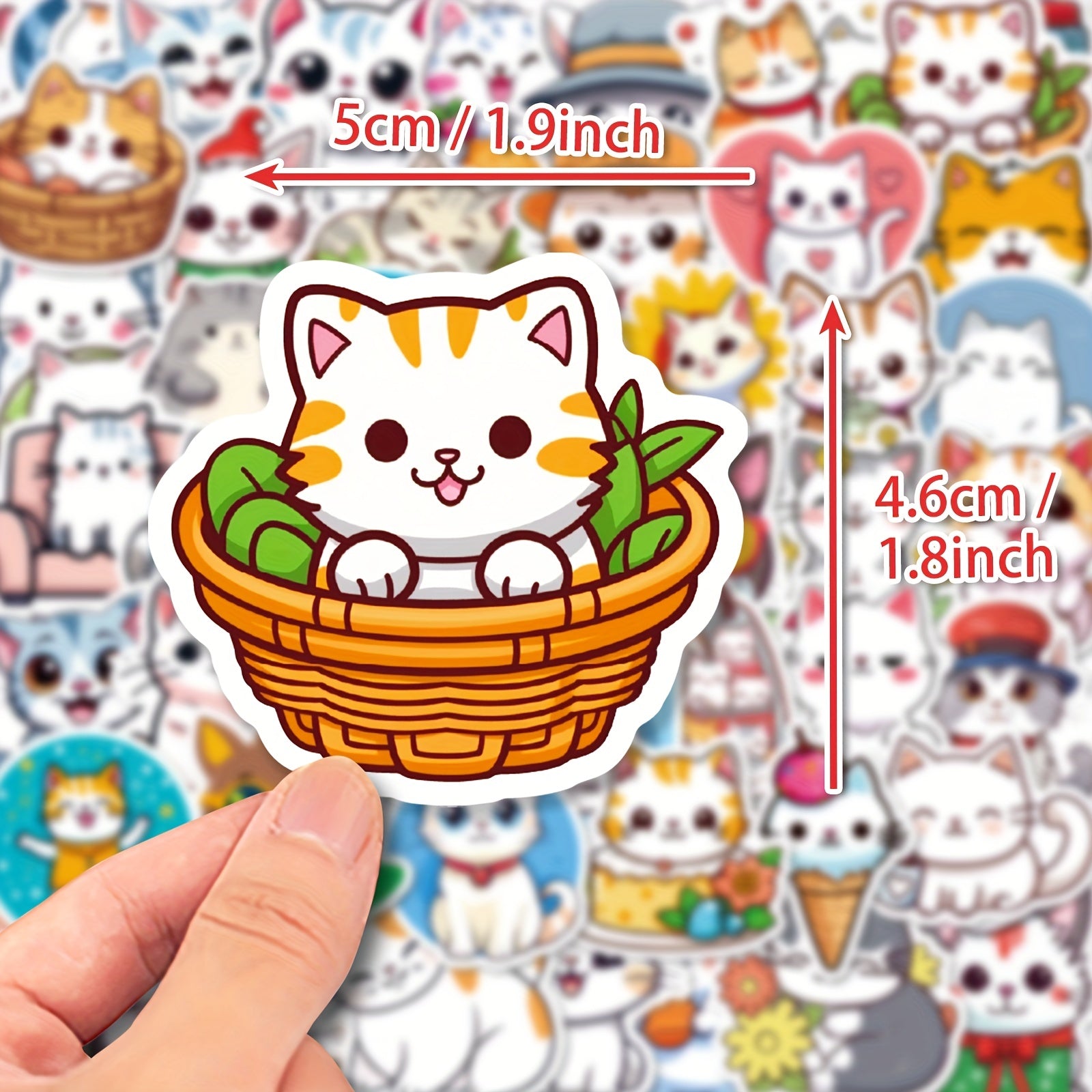 50pcs Cat Stickers Waterproof DIY Decoration Women Men Student Teacher