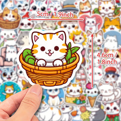 50pcs Cat Stickers Waterproof DIY Decoration Women Men Student Teacher