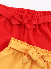 Girls Paperbag Waist High Waisted Belted Wide Leg Shorts