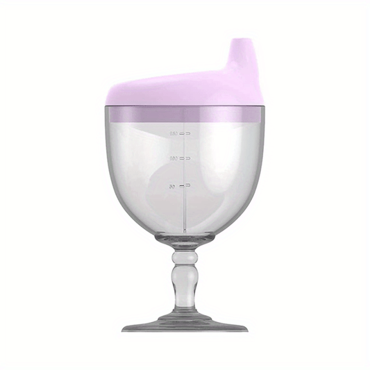 Kids Wine Sippy Cup Plastic Glass Lid Baby Goblet Beverage Mug Milk Bottle