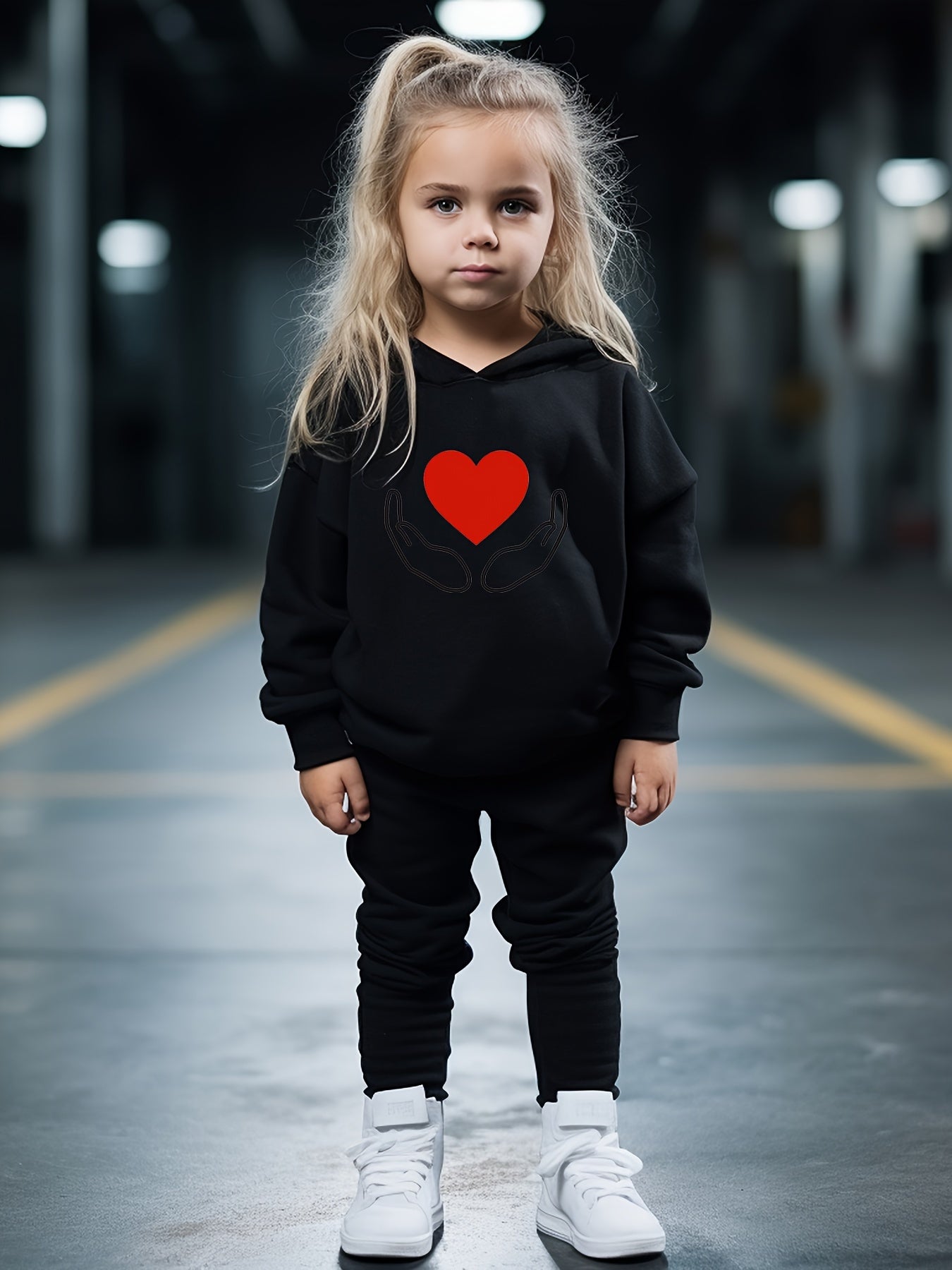 OERYUI Heart Print Hoodies Pants Set For Spring Fall Sports Christmas Gift