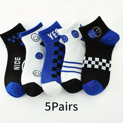 5 Pairs Kids Cotton Breathable Short Socks for Spring Summer Sports