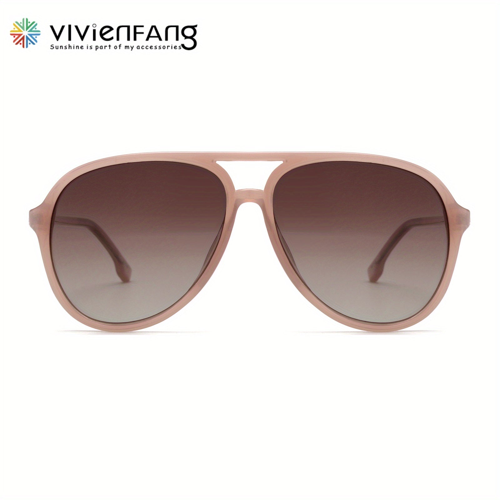 VIVIENFANG Aviator Sunglasses Polarized Retro Frame TR90 Unisex Jelly Powder