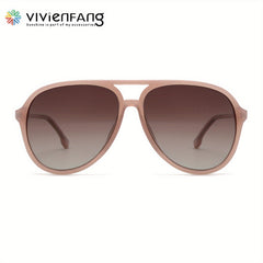 VIVIENFANG Aviator Sunglasses Polarized Retro Frame TR90 Unisex Jelly Powder