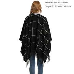 Oversized Plaid Blanket Scarf Soft Tassel Wrap Women Muffler Hijab