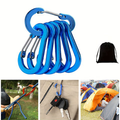 6pcs Metal Carabiner Aluminum Alloy Survival Buckle for Camping Hiking