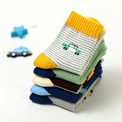 5 Pairs Boys Kids Cartoon Crew Socks Spring Autumn