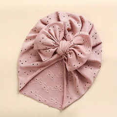 Baby Lace Embroidery Turban Baby Girl Hat With Bowknot