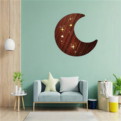 LED Moon Stars Night Light Wooden Wall Decoration