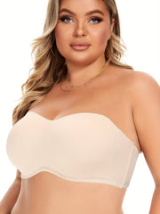 Strapless Underwire Bra w/ Removable Pads & Translucent Straps