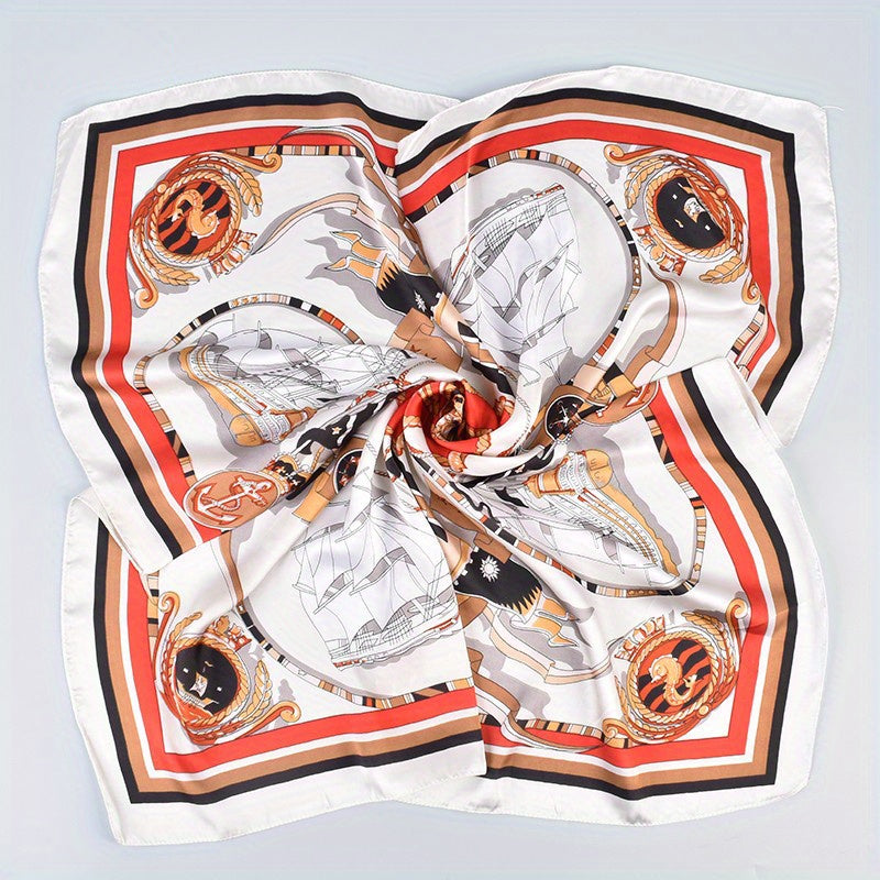 Vintage Steamship Print Bandana Square Scarf Woman Head Wrap