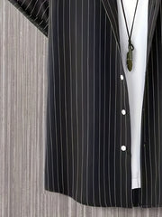 Men's Casual Stripe Button Up Short Sleeve Shirt for Summer