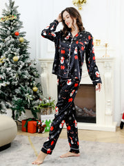 Christmas Women's Pajama Set with Pocket & Elastic Waistband Pants