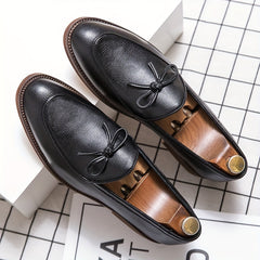 Men's Bowknot Loafer Shoes Non slip Slip On Shoes