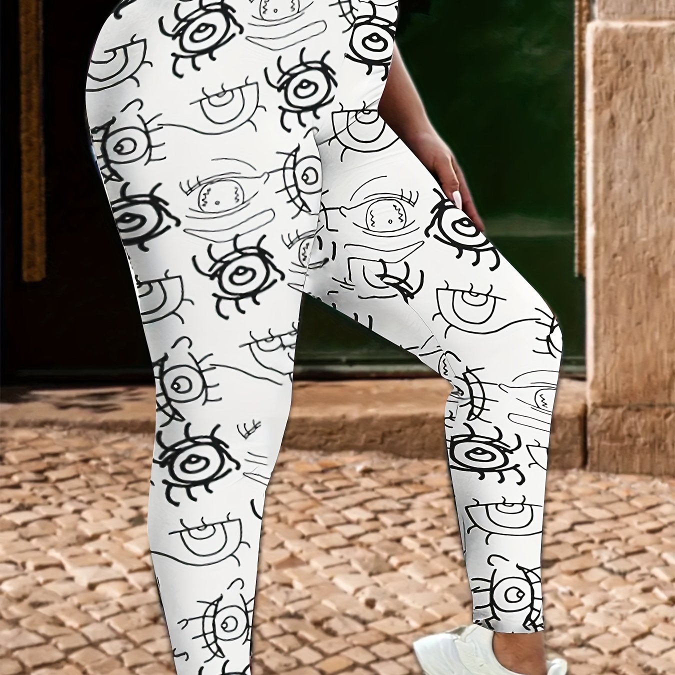 Women's Plus Abstract Print High Rise Stretchy Gym Yoga Pants