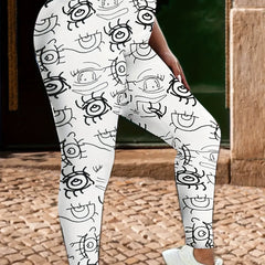 Women's Plus Abstract Print High Rise Stretchy Gym Yoga Pants