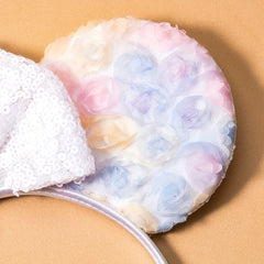 Girls Ceramic Sequin Ear Bow Tie Headband Dress Up Accessory