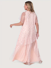 Women's Dot Contrast Mesh Layered Party Dress