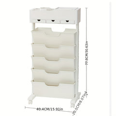 Large Capacity Movable Book Rack With Drawers Storage Shelve