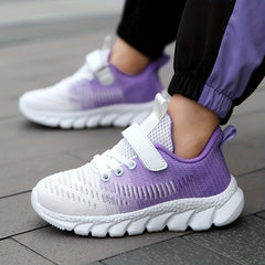 Girl's Gradient Colour Woven Knit Breathable Sneakers