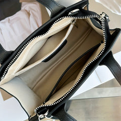 Brown Leather Tote Bag with Zipper Closure Large Capacity
