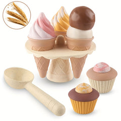 Kids Play Kitchen Pretend Play Food Ice Cream Cake Mold Toy Sand Digging Tool