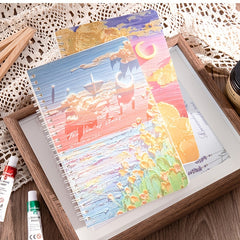 4pcs A5 Coil Book Landscape Painting Art Notebook Stationery Diary