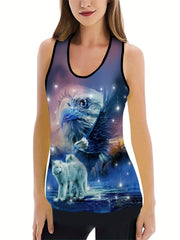 Animal & Ombre Print Racer Back Tank Top & Leggings Yoga Outfit Set