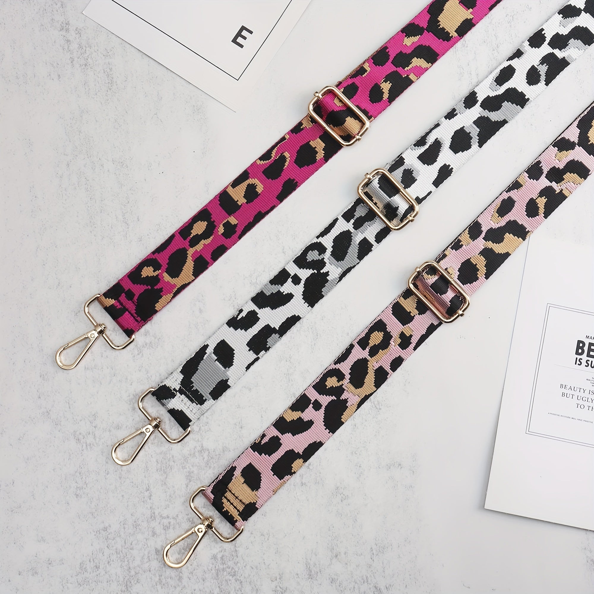 3Pcs Leopard Pattern Shoulder Strap Dacron Replacement Belt