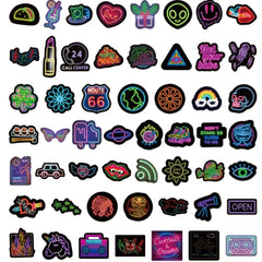 100Pcs Neon Waterproof Vinyl Decals for Water Bottles Laptops & More