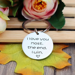 Love You Most Win Pattern Keychain Stainless Steel Accessories