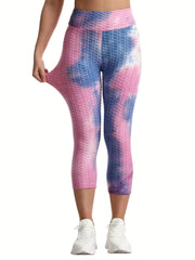 Stylish Tie Dyed Yoga Leggings High Waist Capris