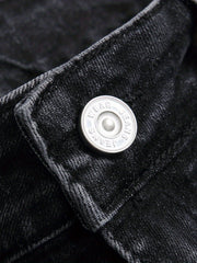 Boys Poker Card Embroidered Ripped Denim Slim Fit Jeans