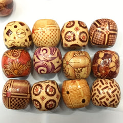 100pcs Natural 10mm Painted Wooden Beads Round Loose Beads Bulk