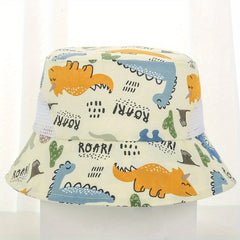 Baby Sunhat UPF 50 Beach Mesh Sun Hat Dinosaur Fish Print Bucket Hat