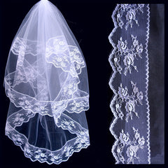Double Layer Lace Veil for Women - Elegant Wedding Accessory