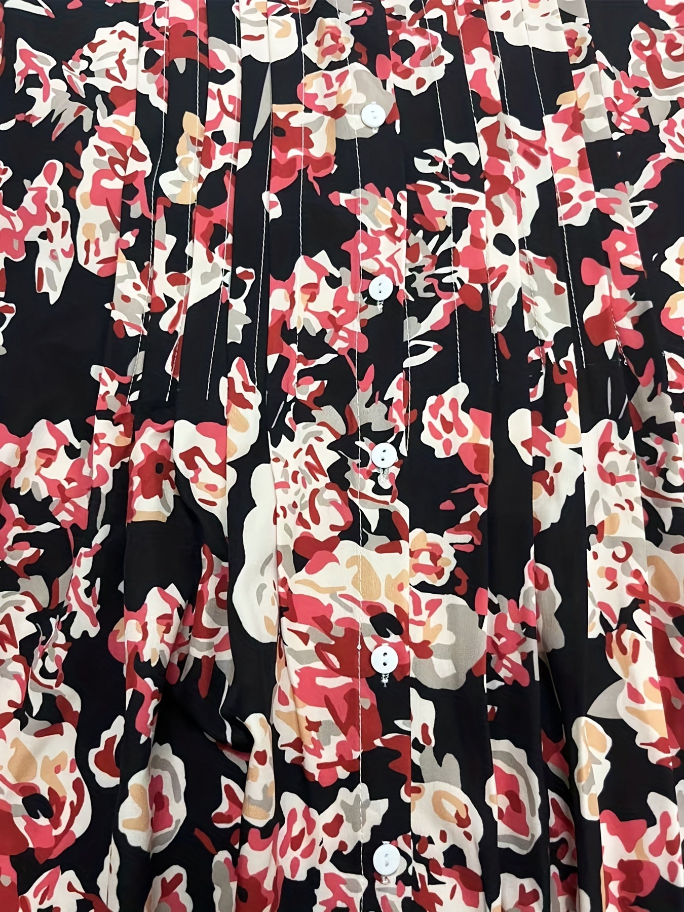 Floral Print Button Up Long Sleeve Blouse