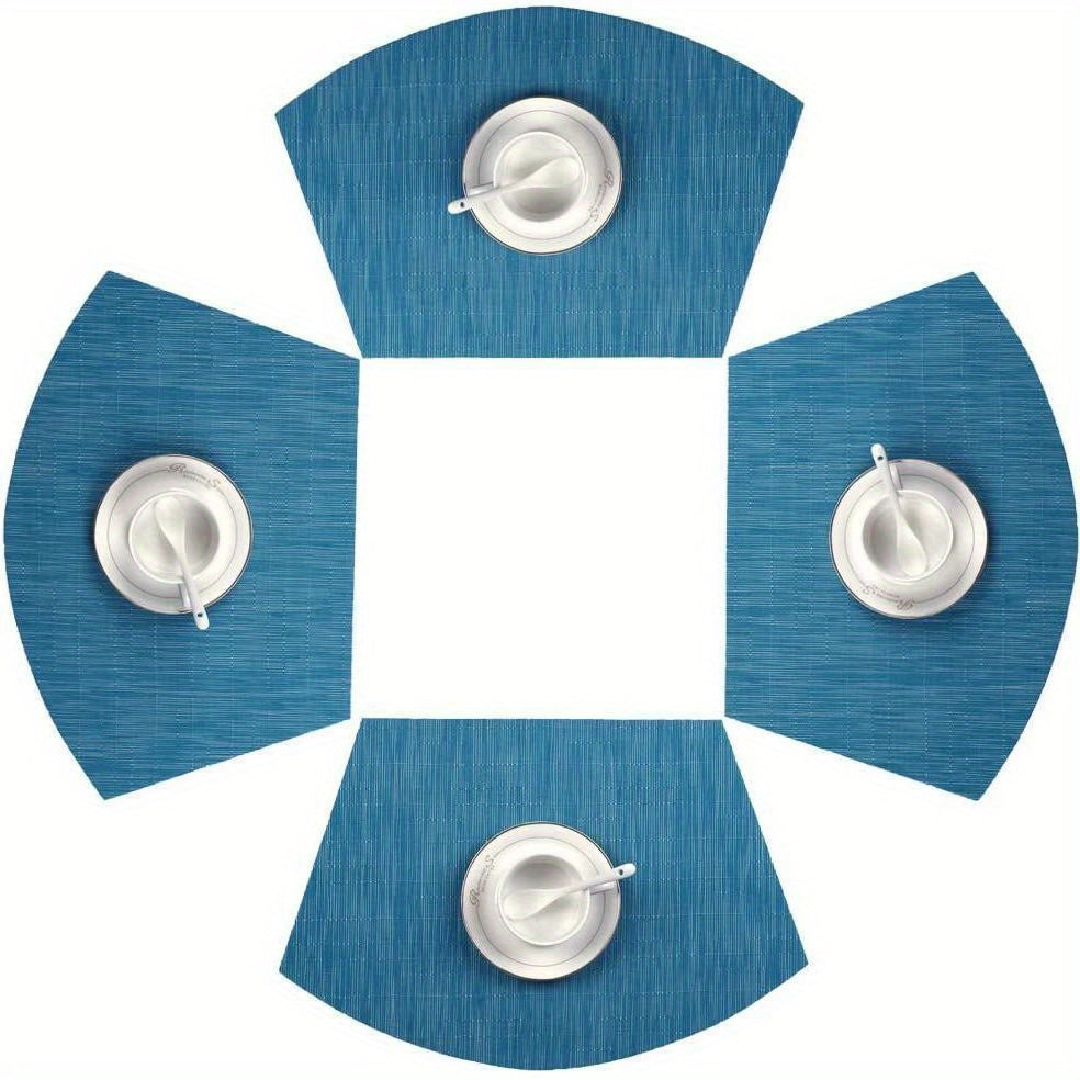 4pcs PVC Striped Placemats Washable Reusable Anti-fouling Heat Insulation Pads