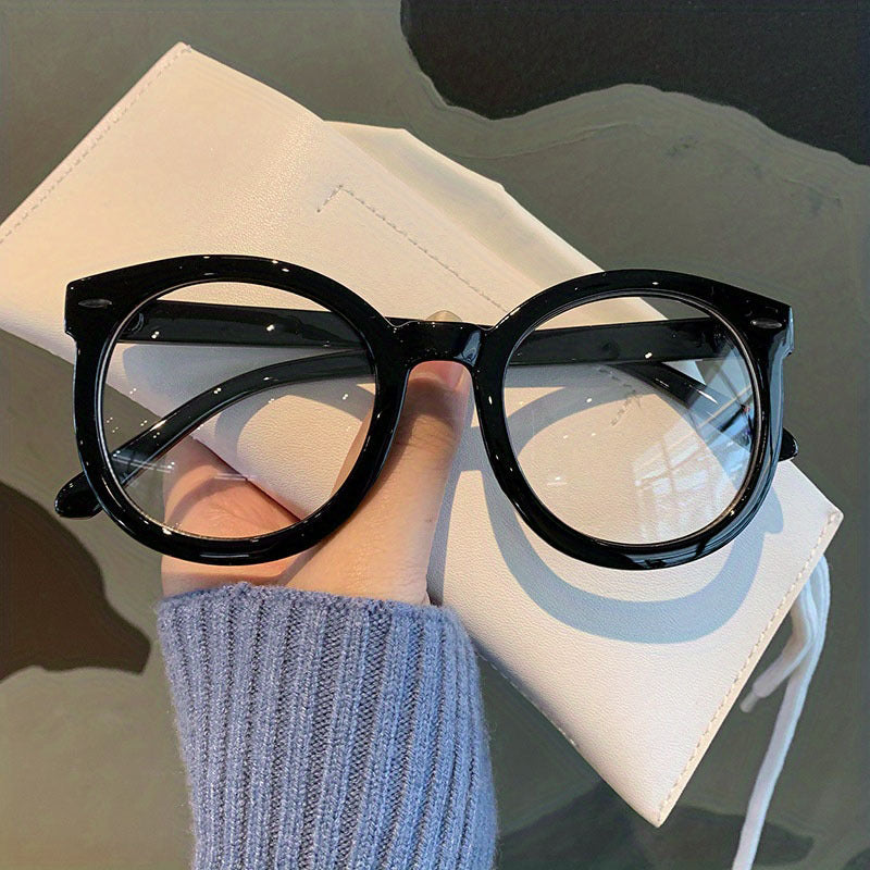 Retro Large Round Clear Lens Blue Light Blocking Glasses