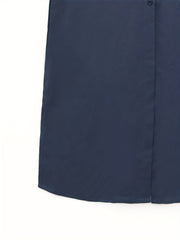 Solid Button Front Dress Casual Long Sleeve Collar Dress