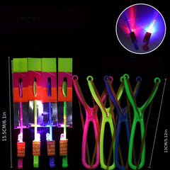 10pcs Glow in the Dark Flying Rocket Slingshot Toy For Kids
