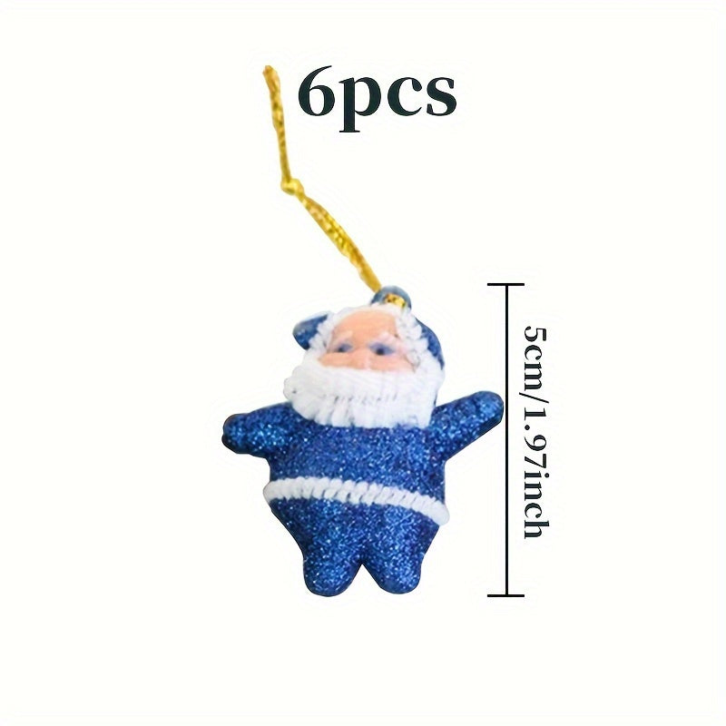 6pcs Golden Santa Claus Christmas Tree Decoration Small Pendant