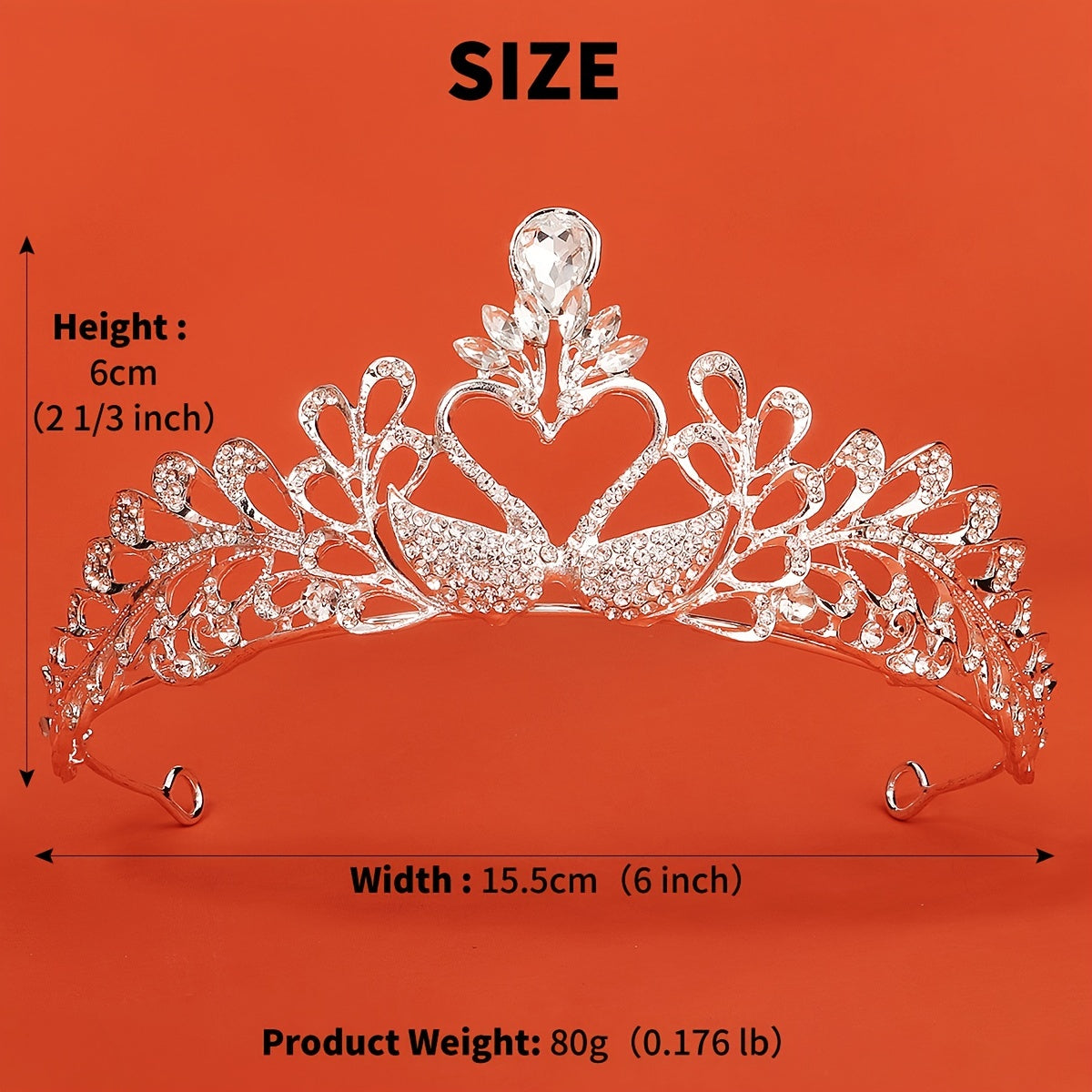 Sparkling Crystal Crown Princess Tiara Golden Wedding Headband