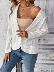 Ribbed Long Sleeve Shawl Collar Blazer