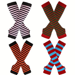 Y2K Striped Fingerless Long Glove Candy Party COSPLAY Wrist Cover Sleeves