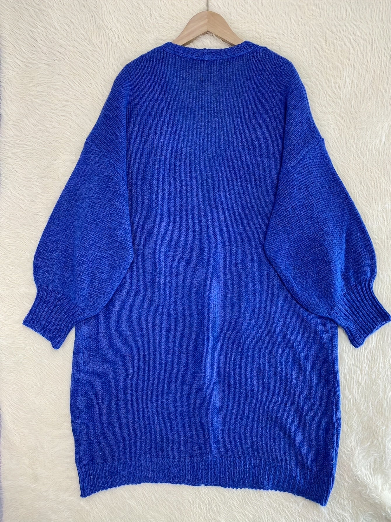 Casual Cardigan Women's Solid Lantern Sleeve Open Front Cardigan