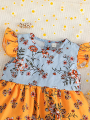 Baby Girls Casual Floral Graphic Print Fly Sleeve Dress Clothes